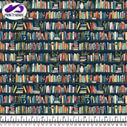 Colorful Bookshelves and Plants Pattern