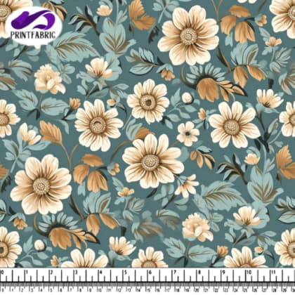 Motif floral bleu-vert et beige pour le design d'intérieur