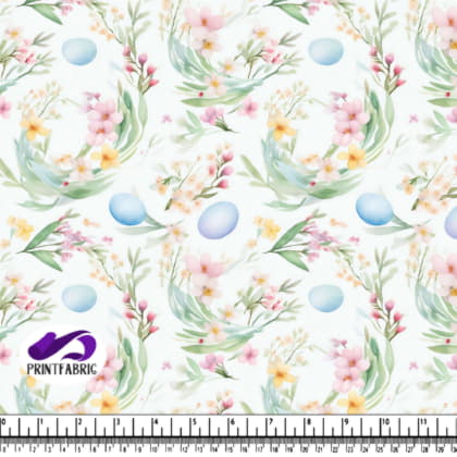 Colorful Easter Pattern with Flowers and Eggs