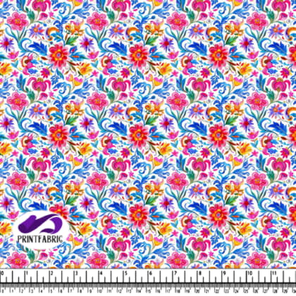 Motif Floral Éclatant avec Fleurs Colorées