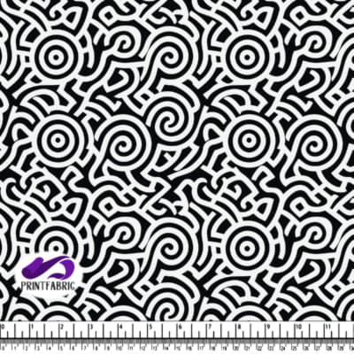 Motif en Spirale Géométrique Noir et Blanc