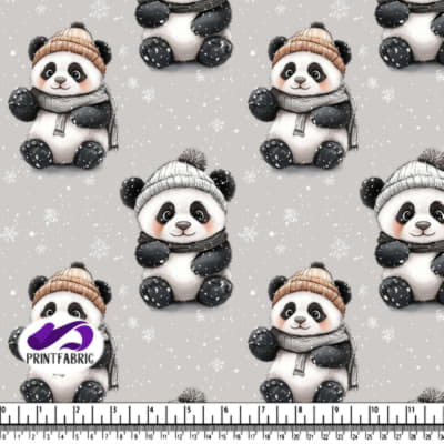Mignons Pandas Dessinés en Vêtements d'Hiver