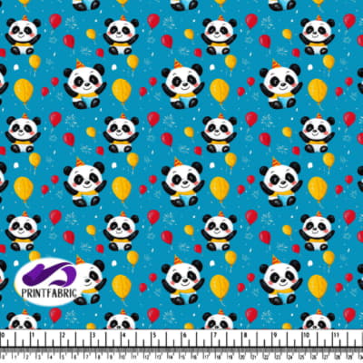 Jolis Pandas Cartoon avec Ballons dans une Scène Festive