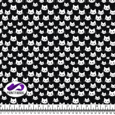 Dessins de têtes de chats blancs sur fond noir