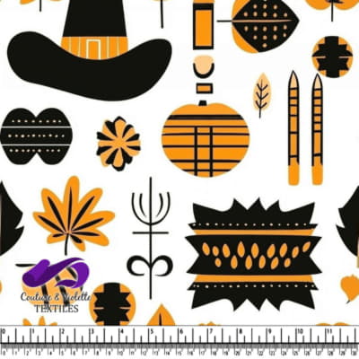Motif d'Automne avec Formes Noires et Orange