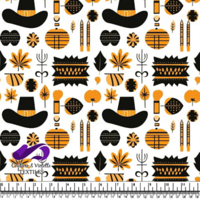 Motif d'Automne avec Formes Noires et Orange