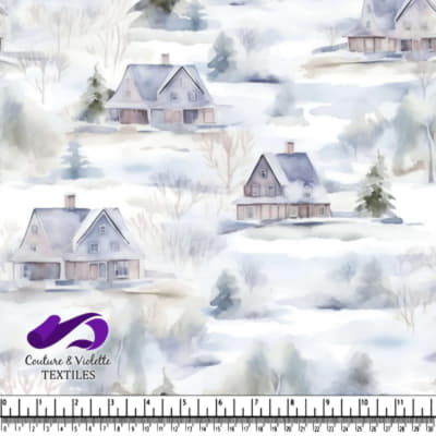 Paysage d'hiver avec maisons et neige