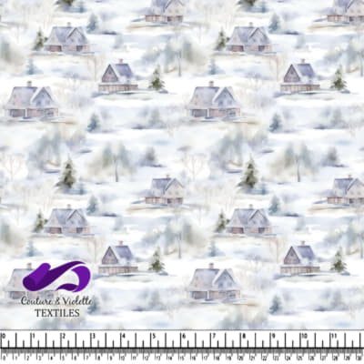 Paysage d'hiver avec maisons et neige