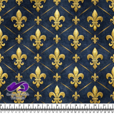 Gold fleur de lis pattern on dark blue