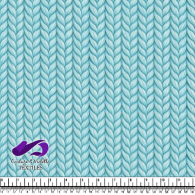 Textured blue knitted fabric pattern