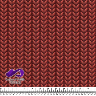 Tissu en tricot tressé texturé rouge