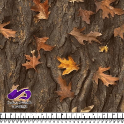 Feuilles d'Automne Éparpillées sur l'Écorce des Arbres