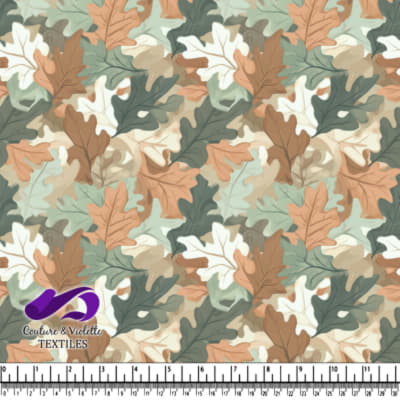 Autumn colored oak leaves