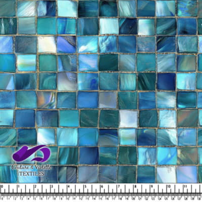 Texture de carreaux de verre mosaïque bleu avec des nuances et des motifs variés