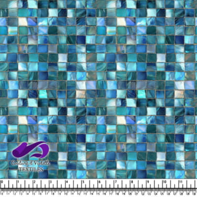 Texture de carreaux de verre mosaïque bleu avec des nuances et des motifs variés