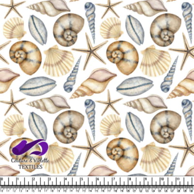 Motif de coquillages et d'étoiles de mer avec diverses formes et textures naturelles