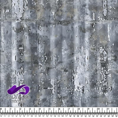 Gray metal texture with vertical streaks and peeling paint