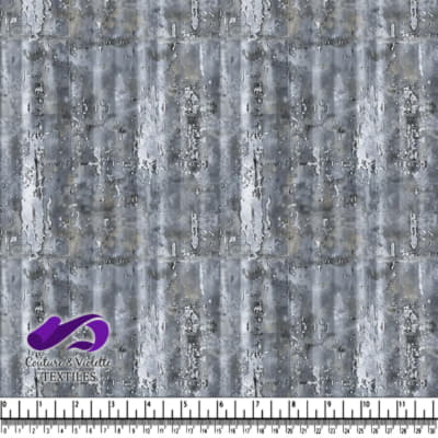 Gray metal texture with vertical streaks and peeling paint