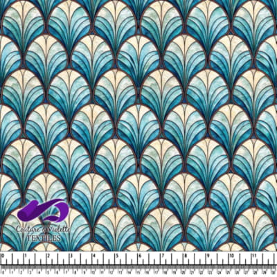 Motif d'éventail bleu et blanc