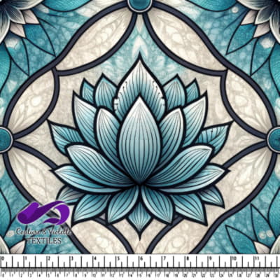 Motif de Fleur de Lotus Bleu sur Tissu Décoratif