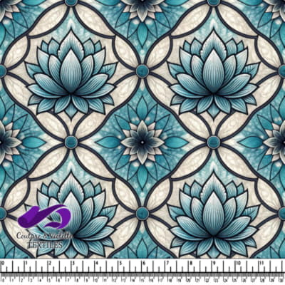 Motif de Fleur de Lotus Bleu sur Tissu Décoratif