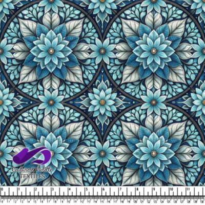 Motif de Mandala Floral Bleu et Blanc
