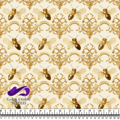 Motif de Fleurs d'Abeilles Dorées avec Décor Baroque