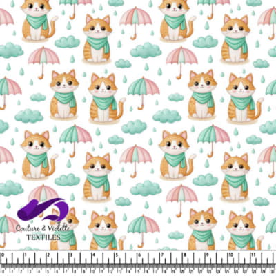 Jolis chats avec écharpes et parapluies