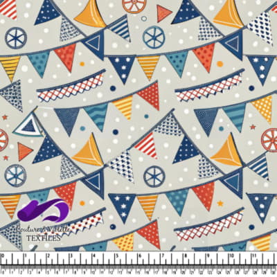 Motif de drapeaux nautiques festifs en bleu, orange et rouge