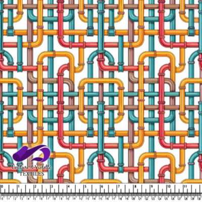Colorful Interconnected Industrial Pipes Pattern