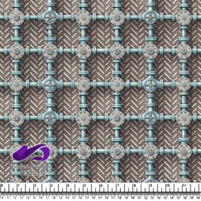 Motif de tuyaux et vannes métalliques sur fond de plaque en métal