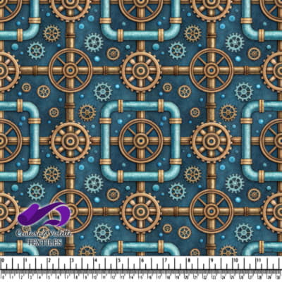 Steampunk Industrial Pipes and Gears Pattern Design