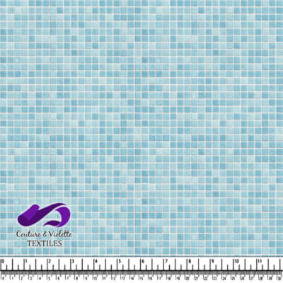 Tissu à Motif en Carreaux Mosaïque Bleu Clair