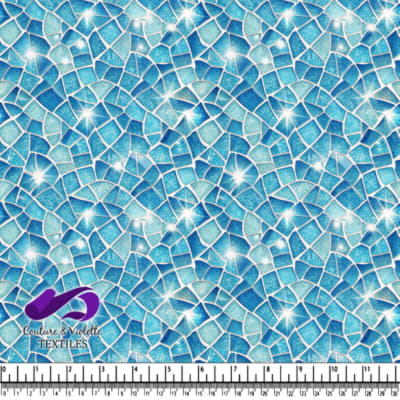 Motif de Tissu Mosaïque Bleu Étincelant