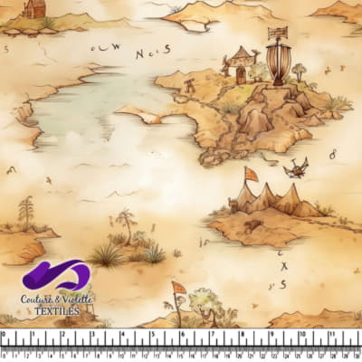 Carte au Trésor de Pirate Fantastique avec Îles et Bateaux