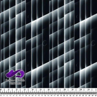 Abstract geometric pattern with crescent shapes and diagonal lines