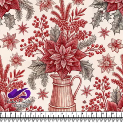 Arrangement floral de poinsettias de style vintage pour Noël