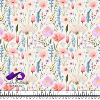Delicate pastel wildflowers pattern on a light background