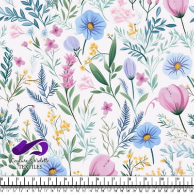 Motif floral délicat sur fond blanc