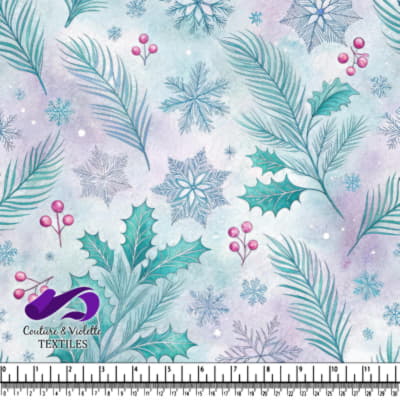 Winter holiday pattern with snowflakes holly berries