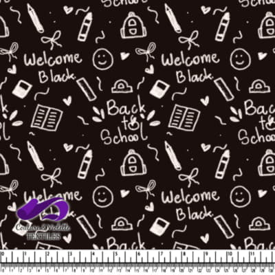 Black and white back to school themed doodle