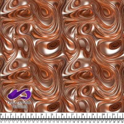 Shiny copper metallic abstract swirls pattern