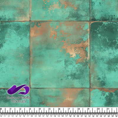 Texture de plaque métallique vieillie turquoise et cuivre