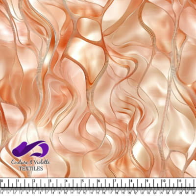 Abstract peach and beige wavy textured fabric
