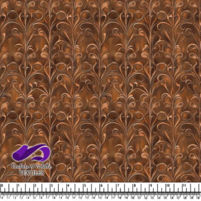 Motif floral abstrait marron avec des lignes et tourbillons flottants