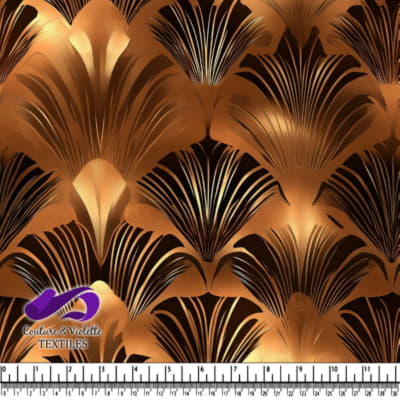 Motif art déco en éventail brun doré et noir