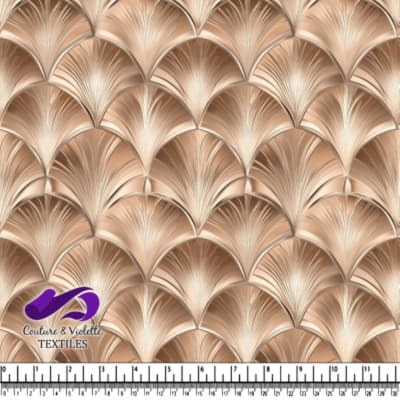 Geometric fan pattern in soft beige tones textile design