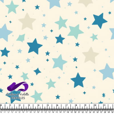 Étoiles bleues et beiges sur fond crème
