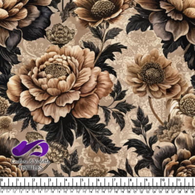 Motif floral vintage avec de grandes fleurs ton sépia