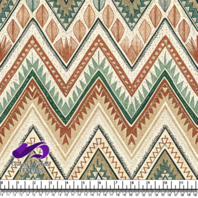 Motif Chevron Géométrique dans des Tons Terreux avec Motifs Tribaux